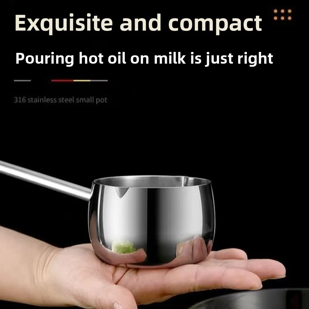 

Durable Stainless Steel Butter Warmer Pot Long Handle Thickened Milk Warmer Pot Mini Multifunctional Noodle Bowl
