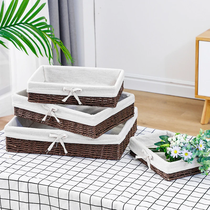 Japanese Style Rattan Weave Storage Basket For Kitchen Fruit Dish Food Bread Sundries Organizer Rattan Picnic Storage Case