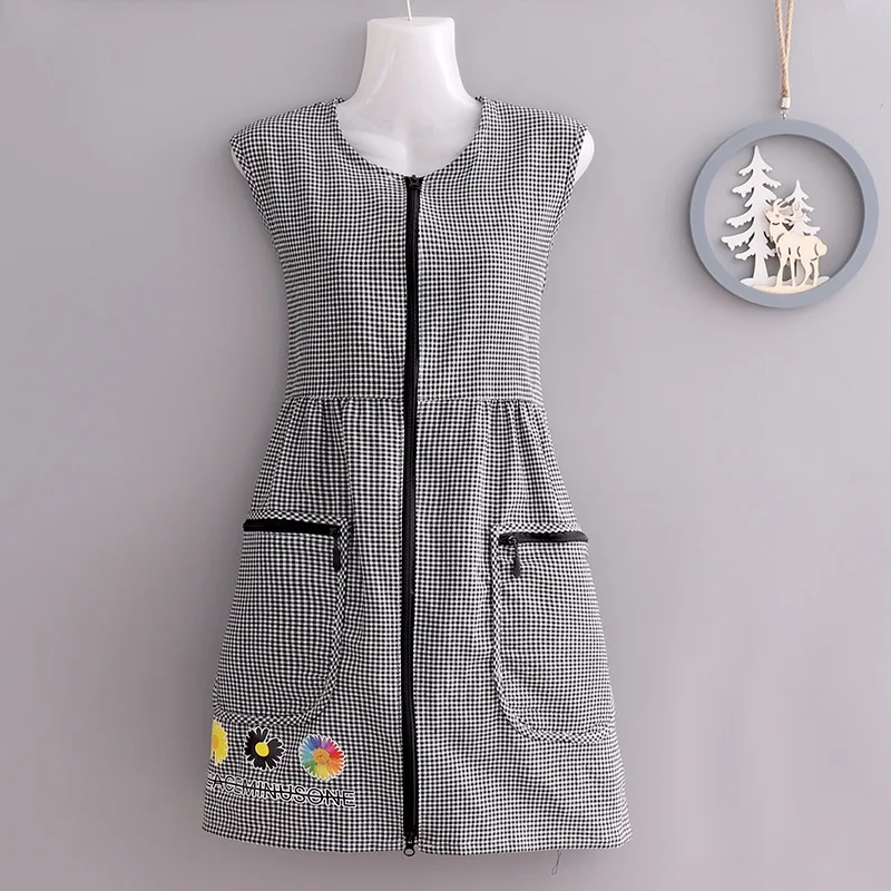 Fashion Apron Women\'s Summer Thin Household Kitchen Anti-fouling Cooking Work Clothes Wear-resistant Western-style Waist Smock