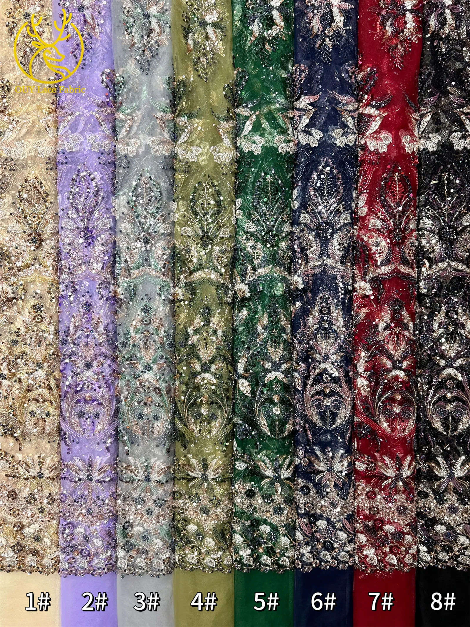 Luxuriöser Afrikanischer Spitzenstoff 2026 Hochwertige Französische Perlen-Pailletten-Spitze 5 Yards Nigeria Tüllspitze für Party- und Hochzeitskleider – Detail 26