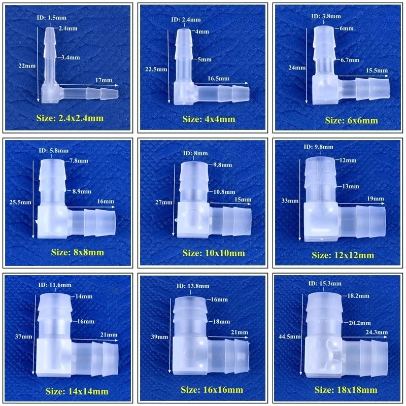 

5~200pcs 4~20mm PP Elbow Connectors Aquarium Tank Fittings Air Pump Aerator Pagoda Joint Garden Irrigation Medical Hose Joints