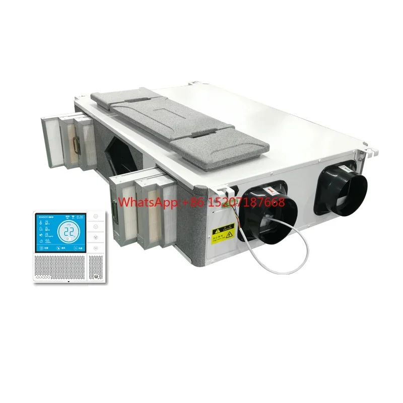 IGUICOO Wall-Mounted ERV Intelligent Control Air Room Recuperator HVAC Systems with Bypass Function Made of EPP Material