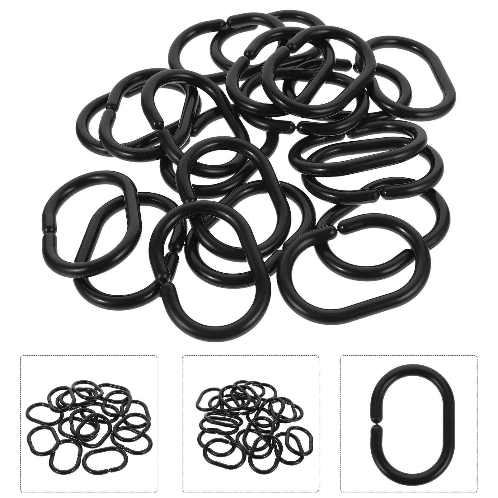 

20 Pcs Quick-release Quick-hanging Curtain Hooks 20pcs (black) Net Rod Pin Type Shower Hangers Ring