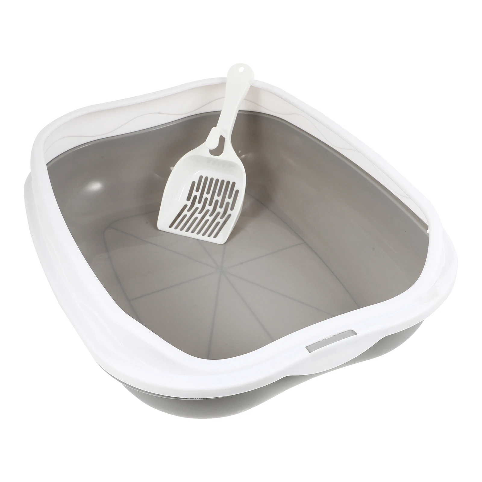 

1 set 1 Set Cat Litter Box Kitten Anti-Splashing Toilet Pet Plastic Semi Enclosed Pp Material Large Space Easy Clean Grey