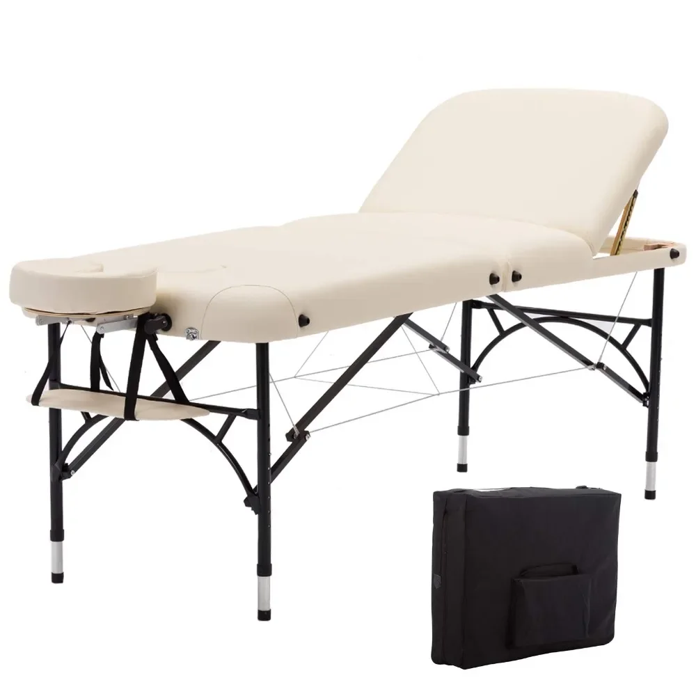 Lettino da massaggio leggero portatile pieghevole da 28 pollici di larghezza, lettino per tatuaggi spa per salone facciale con gamba in alluminio