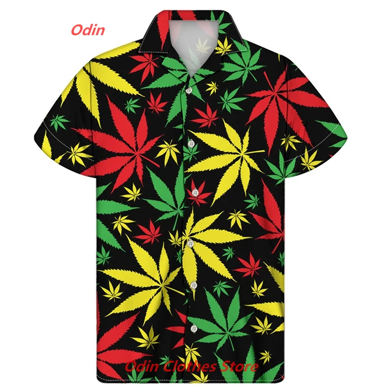 Men Sleeve Apparel Short Oversized Floral Shirt Plant Tee Summer Men's Shirt Hawaiian Casual Short Beach Clothing Street Tops