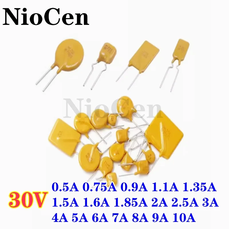 10PCS Jk30 Plug In Self Resettable Fuse Pptc Ruef 30V0.5A 0.75A 0.9A 1.1A 1.35A 1.5A 1.6A 1.85A 2A 2.5A 3A 4A 5A 6A 7A 8A 9A 10A