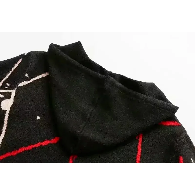 سترة نسائية من JNLEAOG عصرية بقلنسوة من خيوط الدوران الأساسية سترة نسائية فضفاضة مناسبة للشارع طويلة Sve مستديرة للخريف والدفء