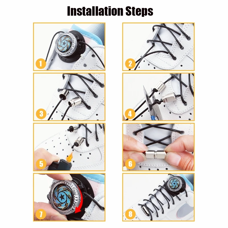 Swivel Buckle Shoelaces New upgrade easy installation Automatic Laces Without ties Thick Rope Sneakers Shoelace Shoe Accessories