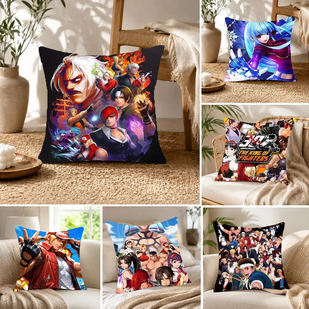 Retro Fighting Game T-The King of Fighters Cushion Cover Fluffy velvet Nordic style plush Living room sofa decorative