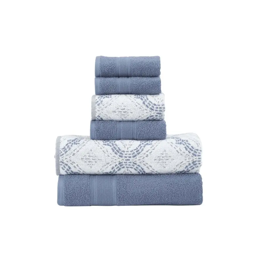 

Набор полотенец Capri из 6 предметов: двусторонние жаккардовые полотенца из окрашенной пряжи, банные полотенца, полотенца для рук и салфетки для умывания, супервпитывающие и быстросохнущие, 100% хлопок.