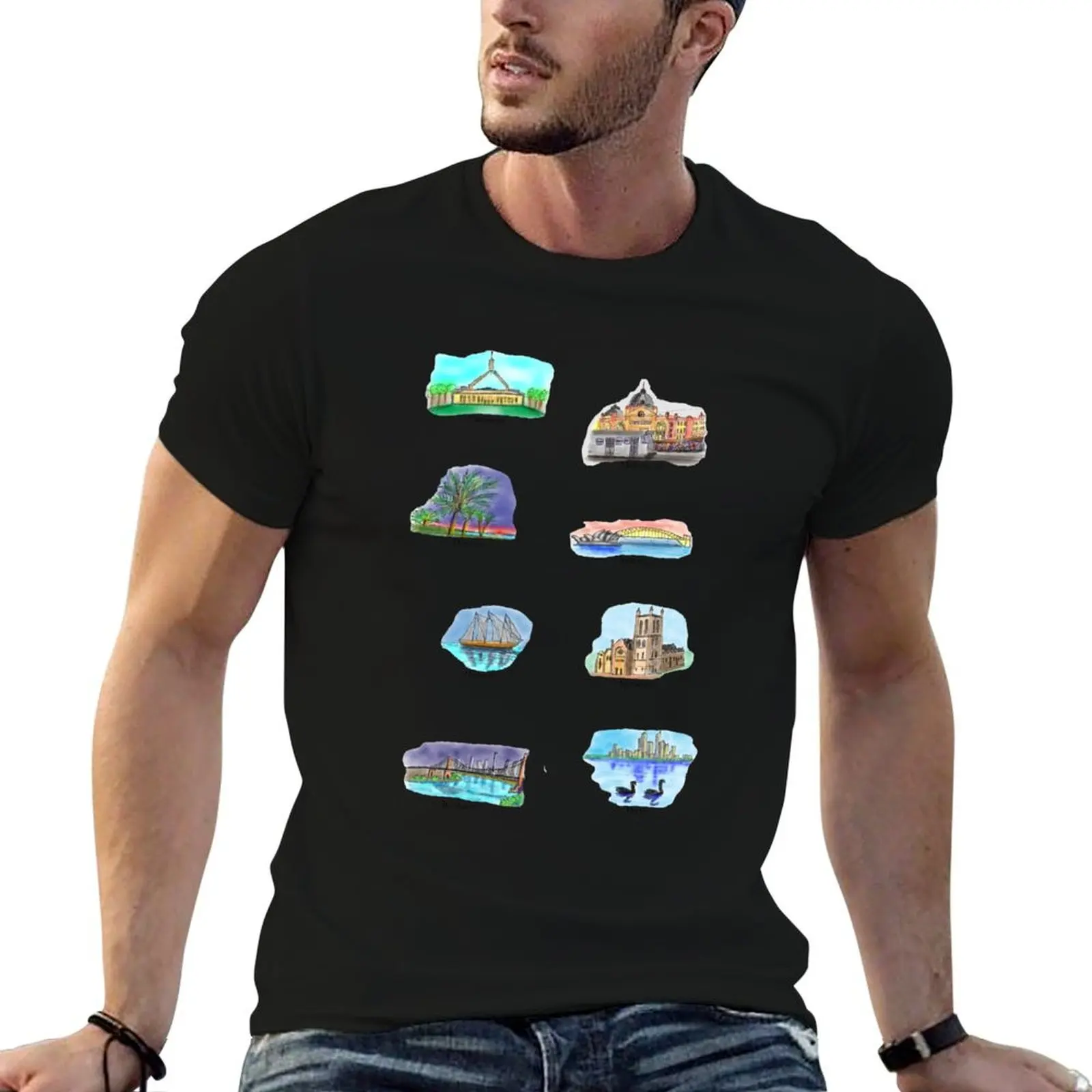 

Australia- Capital Cities T-Shirt blue archive shirts graphic men t shirts high quality