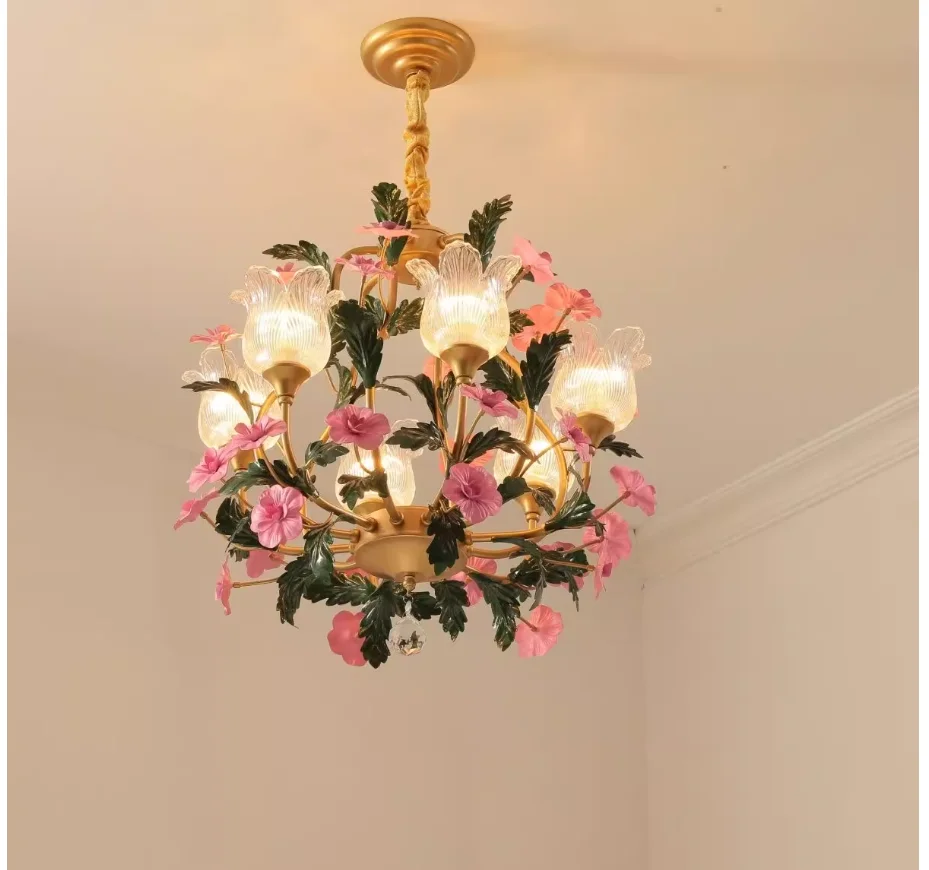 Modern Floral Chandelier Lustre Light 6arms D52cm H55cm Candle Style Flower Chandelier Light Fixture E14 Decoration Chandelier