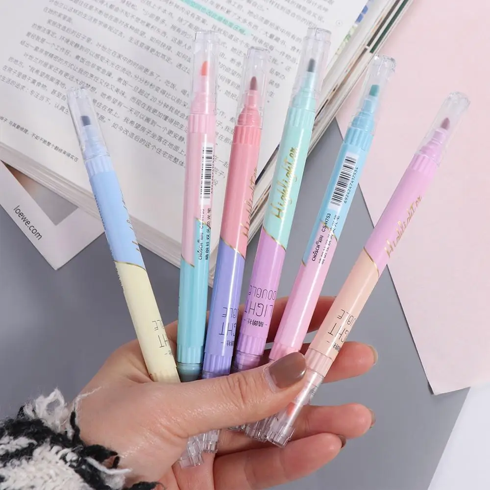 

6Pcs/set Learning Double-headed Highlighter Pen Cute Graffiti Marker Pens Kawaii Candy Colors Fluorescent Pen Child Gifts