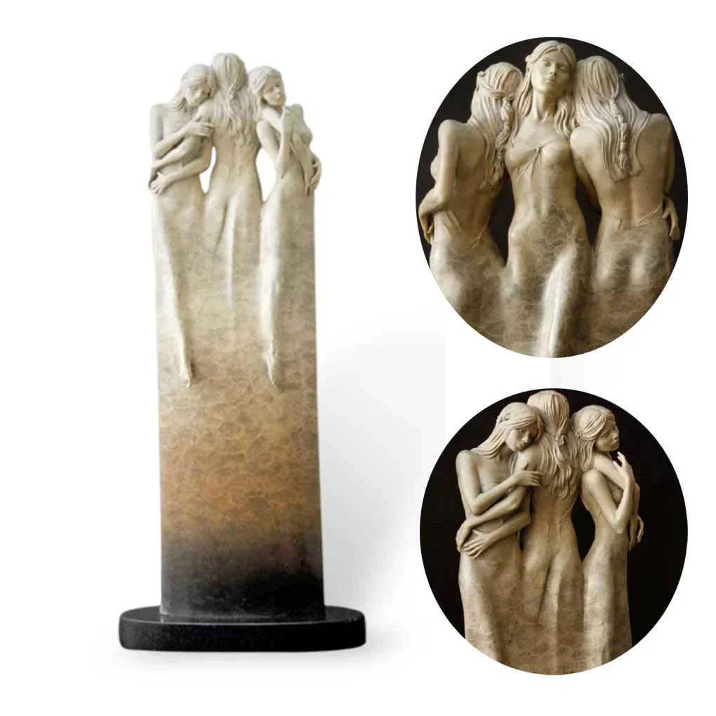 Three Goddess Statue Resin Statue Arts and Crafts Embrace Love Expression Female Sculpture Home Office Living Room Decoration