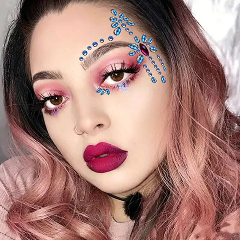 Half Face Mermaid Rhinestone Stickers – Acrylic Resin Tattoo for Forehead & Temple, Festival Party Face Jewels, Euphoria Sparkle
