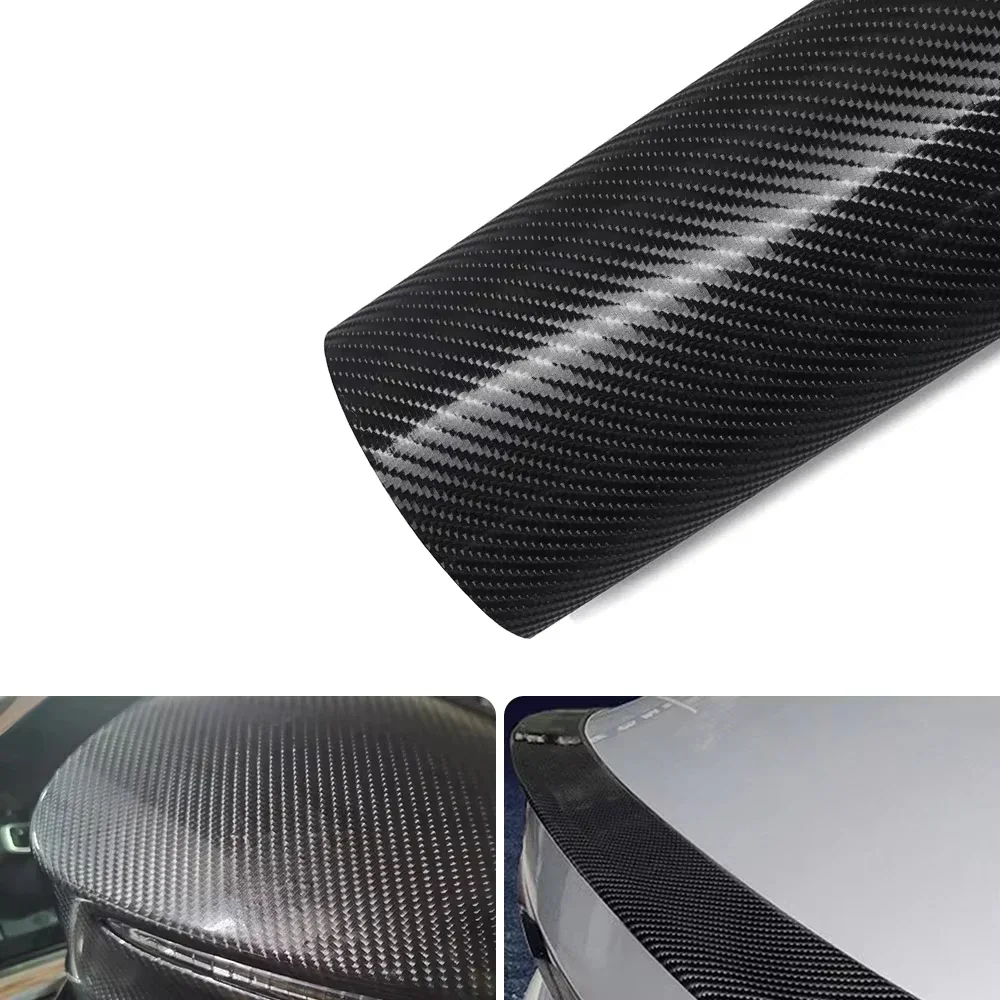 4D Carbon Fiber Black Vinyl Wrap Decal Car Vehicle Modify Film Motorcycle Body Exterior Sticker Waterproof Decor Para Parts