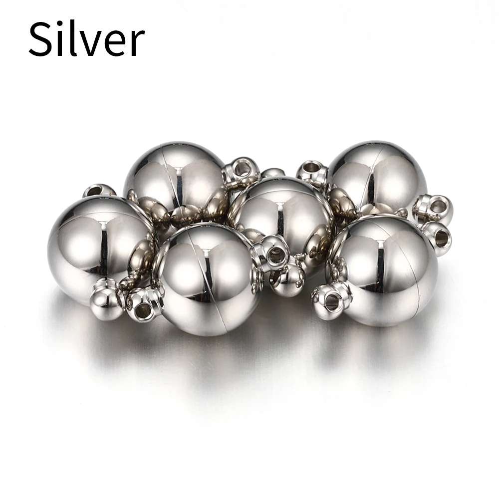 5 Sets magnetischer Edelstahl-Kugelform-Verschlussverbinder für Armband, Halskette, Schmuckherstellung, DIY, goldfarbener Endkonverter
