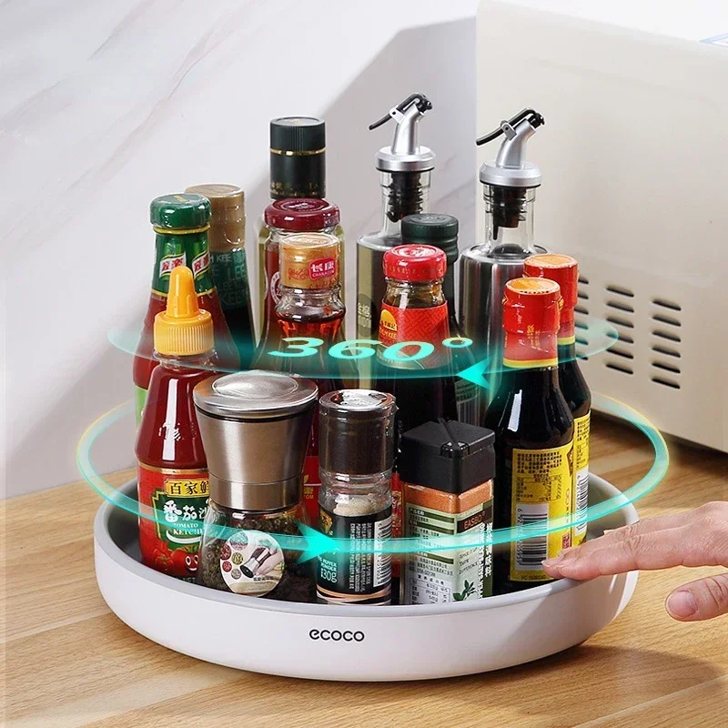 

25/30CM Kitchen Accessories Rotating Tray Multifunction Seasoning Storage Rack 360 Rotation Anti-slip Fruit Cosmetic Storage