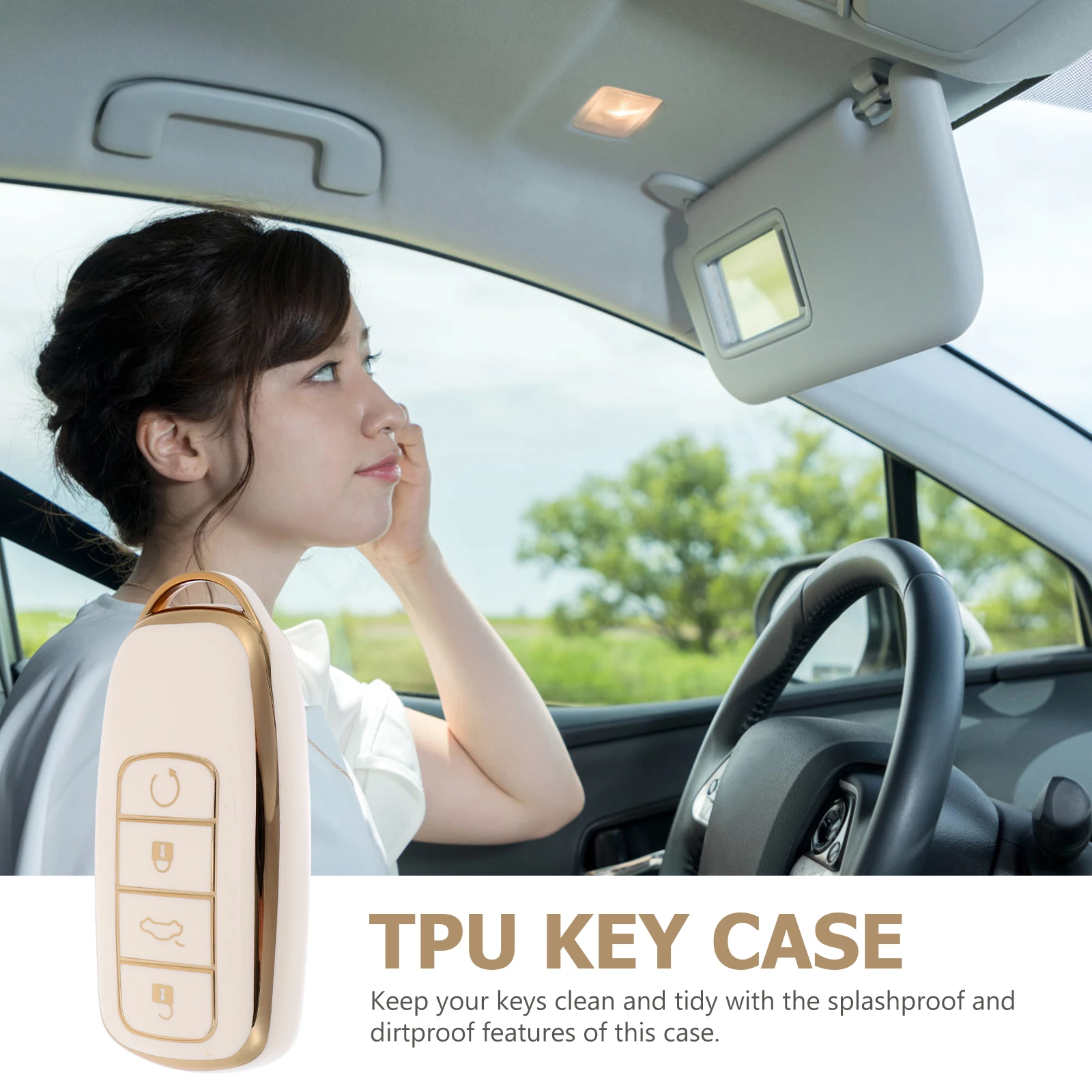 

TPU Car Key Shell Fob Cover Case Protector for Keys Remote Bracket White Chery C11J Waterproof Dirtproof Durable Soft Keyfob