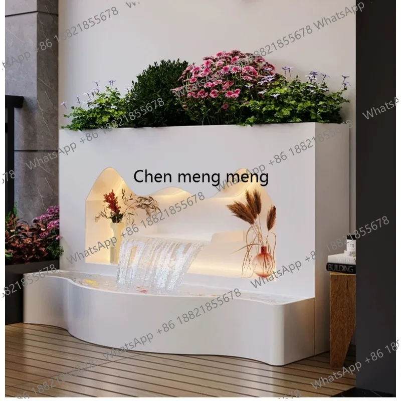 Outdoor villa, balcony garden landscaping fish pond screen partition wall stainless steel layout wall