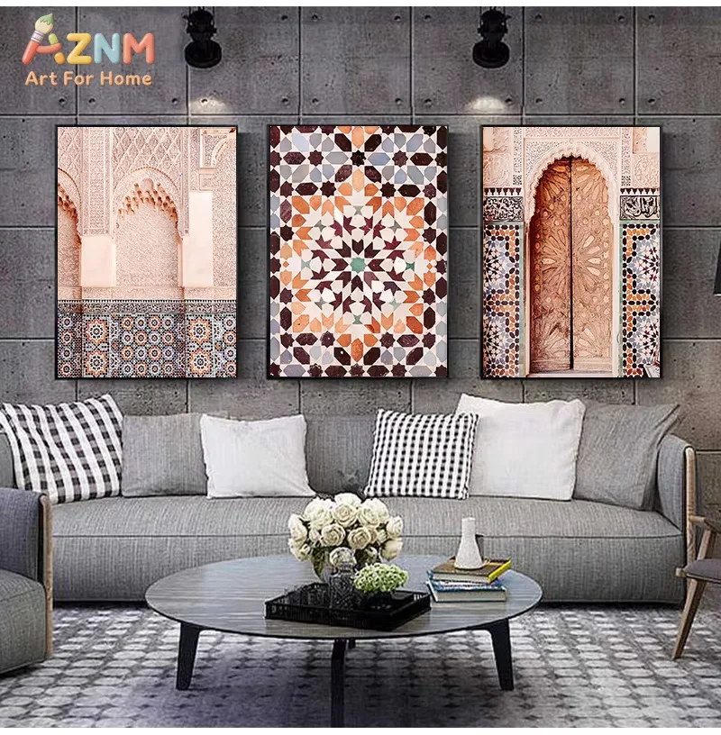 Moroccan Architecture Photography Posters and Prints Islamic Wall Art Canvas Painting Mosaic Wall Pictures for Living Room Decor