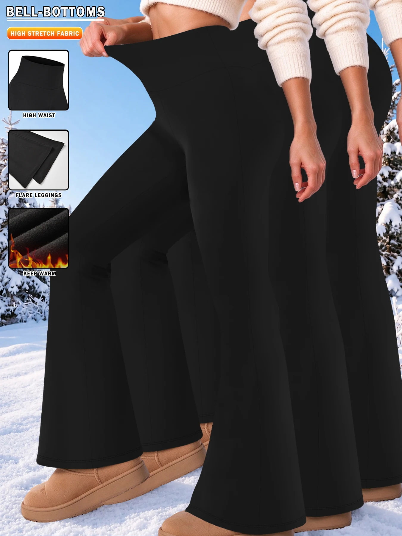 3 Pack Women's Super Soft Flare with High Waisted Tummy Control Workout Yoga Push Up Gym Fitness Leggings Bell Bottoms