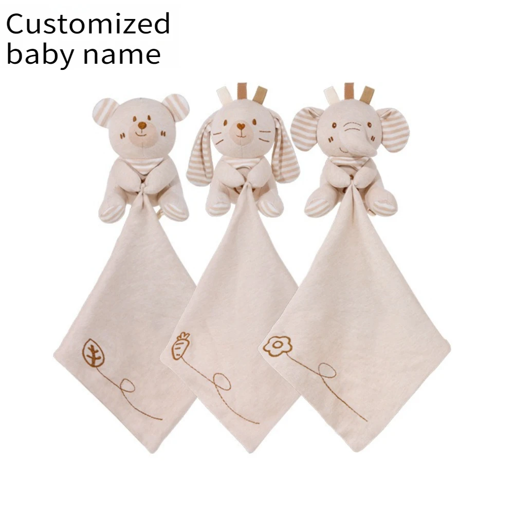 

Персонализированное детское комфортное полотенце, индивидуальное имя, игрушка для сна, животного, органический хлопок, полотенце для входа, слюны, подарок для новорожденного