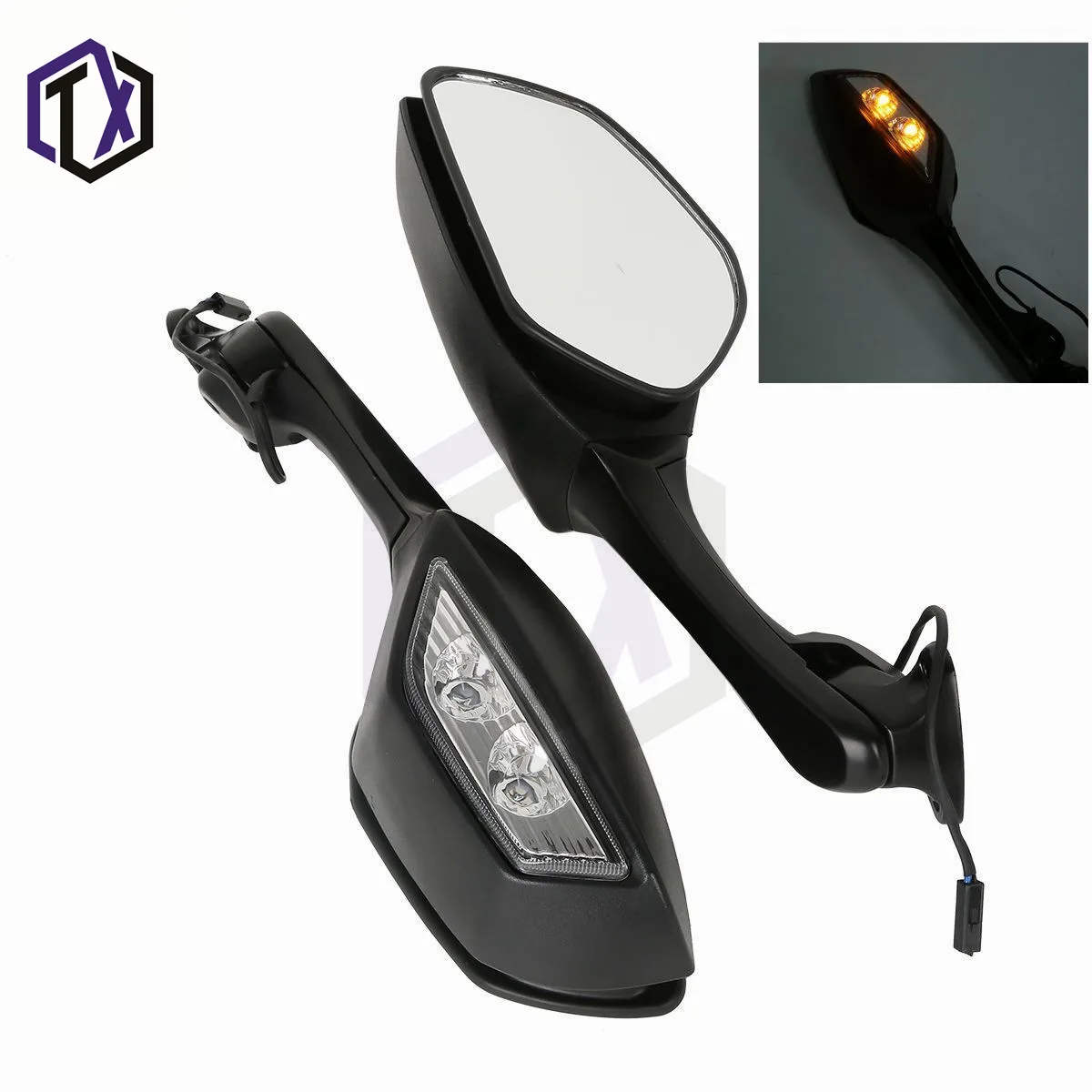 

Motorcycle Rearview Mirrors With LED Turn Signals Lights For Kawasaki Ninja 400 650 ZX-10R ZX10R