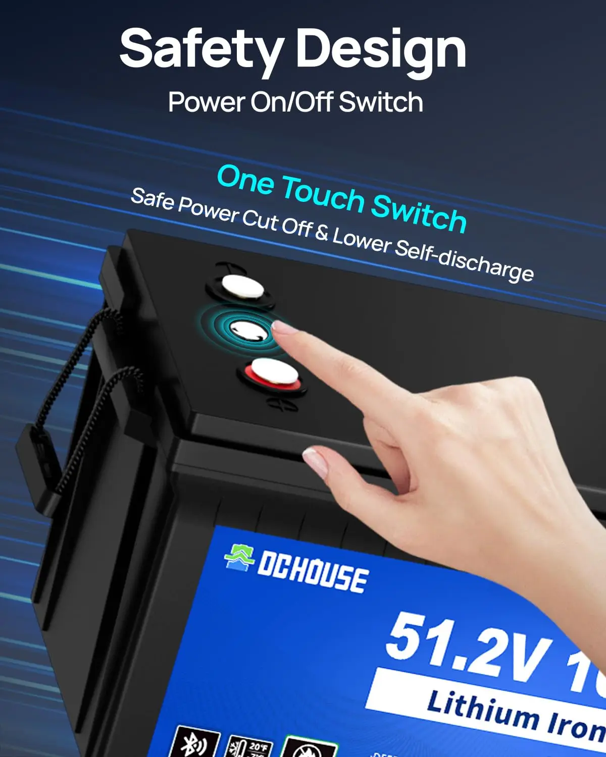 48V 100Ah Lithium Golf Cart Battery w/Switch, Lifepo4 Battery with 48V 18A Lithium Batteries Charger, Smart 200A, Customized view 2