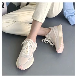 Women's Casual High-top Shoes Spring and Autumn New Leather Wild Thick-soled Casual Height-increasing Sneakers Women's Shoes