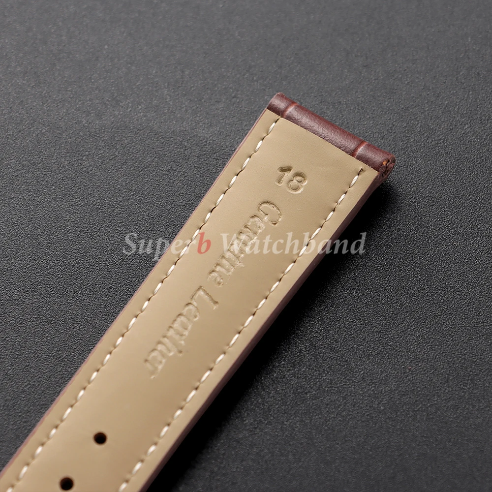 18mm Genuine Leather Watch Strap Universal Watchband Butterfly Clasp Pin Buckle Band Soft Watchband Bracelet Watch Accessories
