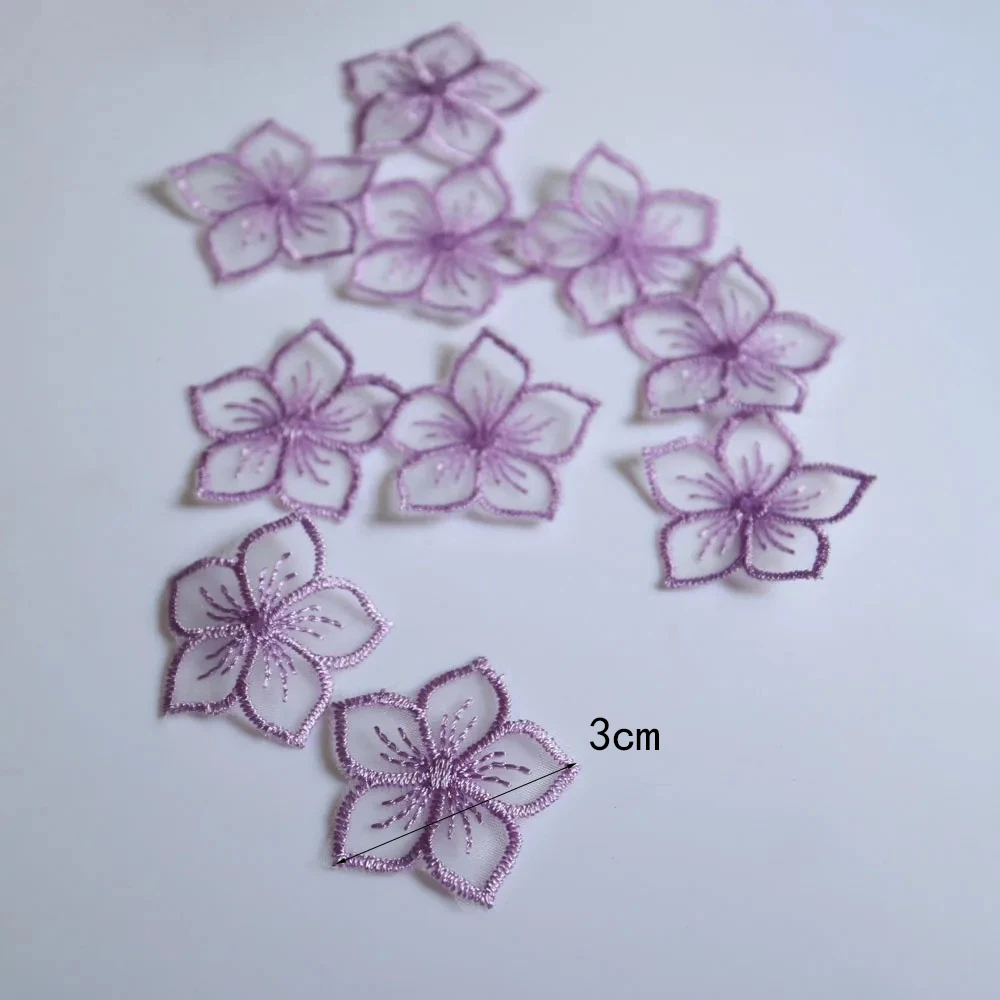 10Pcs/bag Mini Organza Flower Embroidery Patches Fabric Dress Bags Headwear Decorative Lace Stickers DIY Sewing Repair view 4
