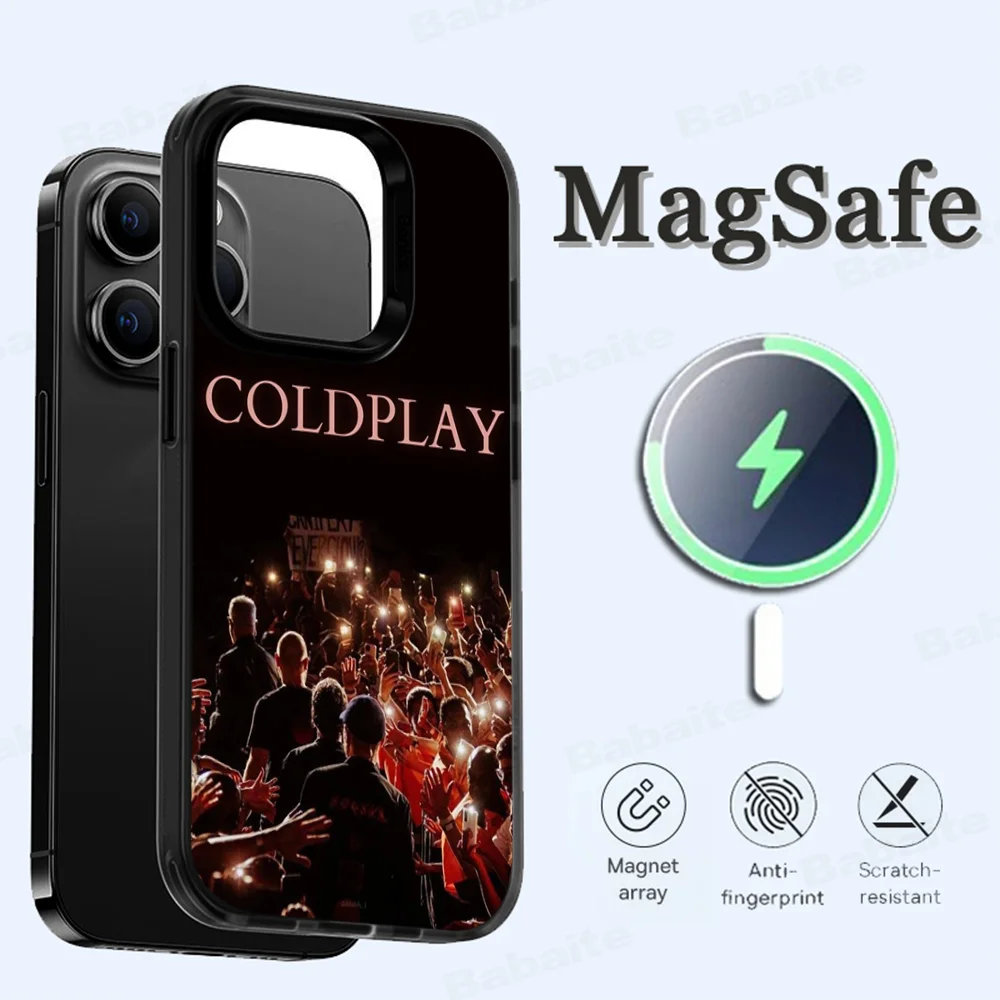 C-Coldplay Phone Case Magesafe Magnetic Wireless Charge Case For iPhone 16 11 12 13 14 15 Pro Max Plus Mini