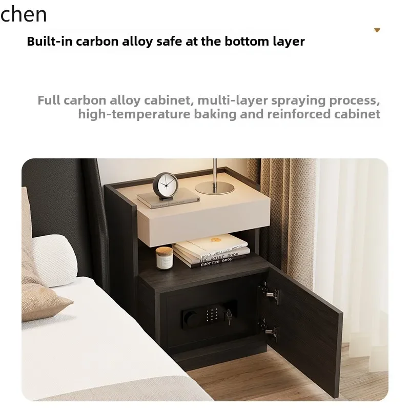 YFY  Minimalist Smart Bedside Table Safe Integrated Bedroom Simple Multifunctional Bedside Cabinet with Password Lock