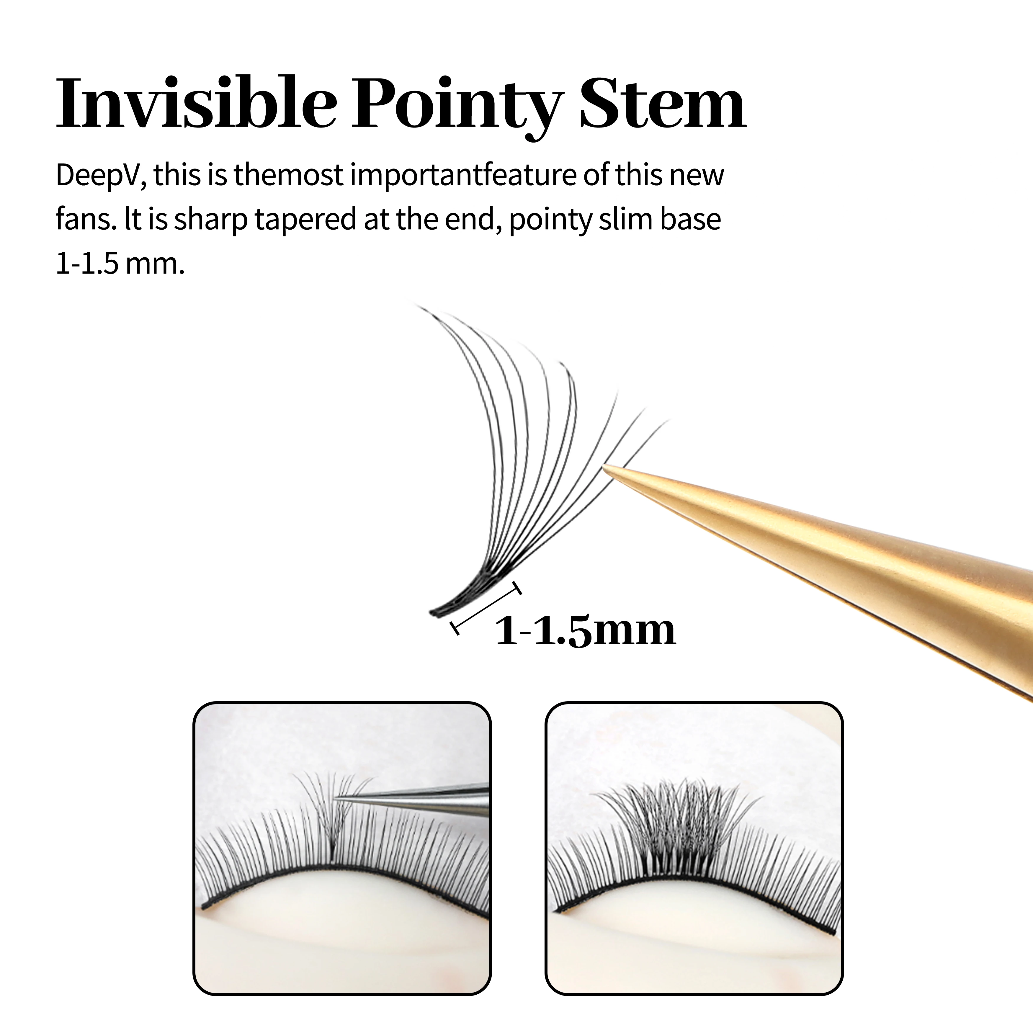 XIUSUZAKI Pointy Base Loose Fans Lashes Extensions Professional Medium Stem Sharp Thin Premade Volume Fans Eyelash Extensions