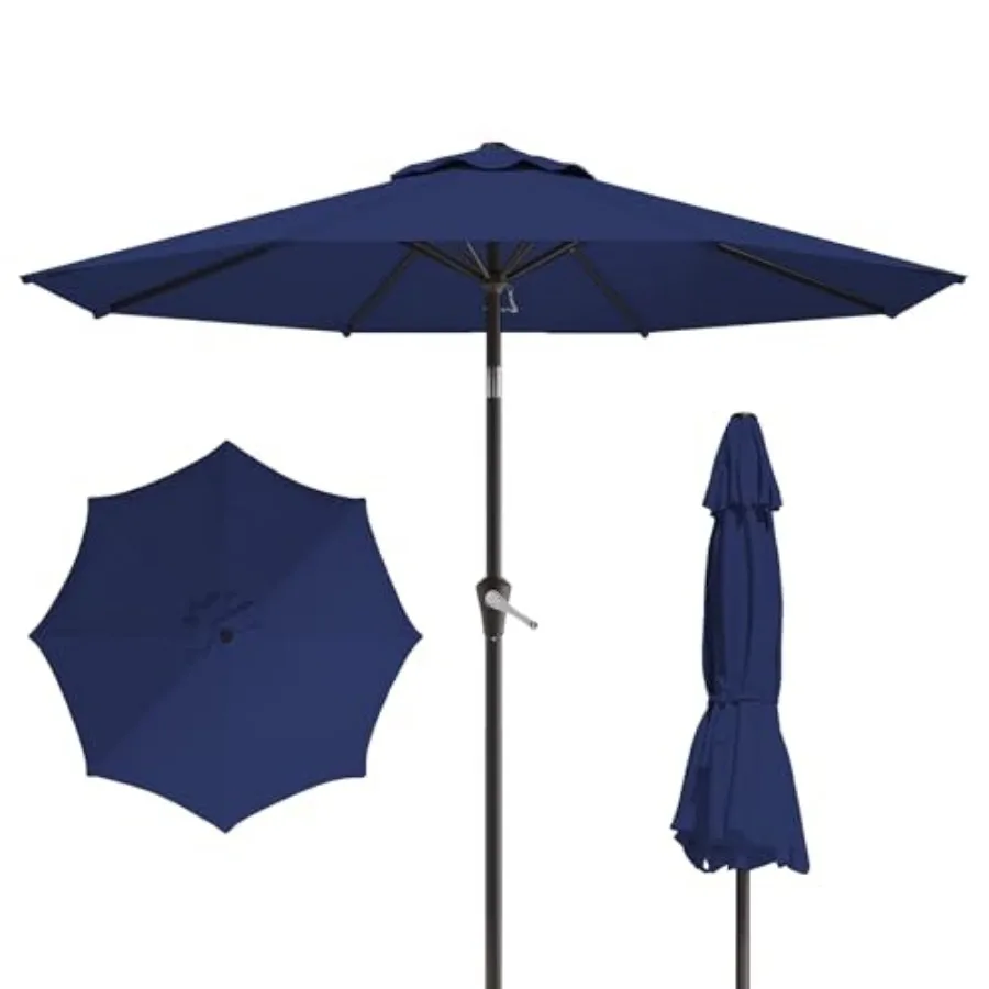 

10Feet Patio Umbrella, Outdoor Umbrella with Push Button Tilt and Crank, 8 Sturdy Ribs, UV Protection and Waterproof Market Umb