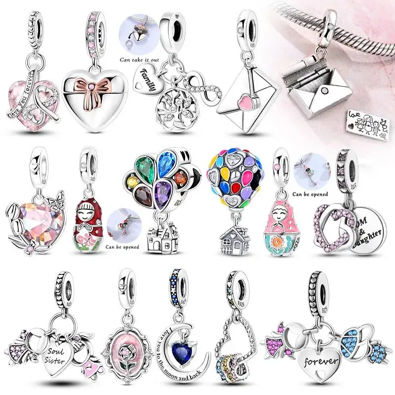 925 Silver Beads Pendant Infinite Love Family Friendship Charms Fit Original Bracelet DIY Women Mother's Day Jewelry Gift