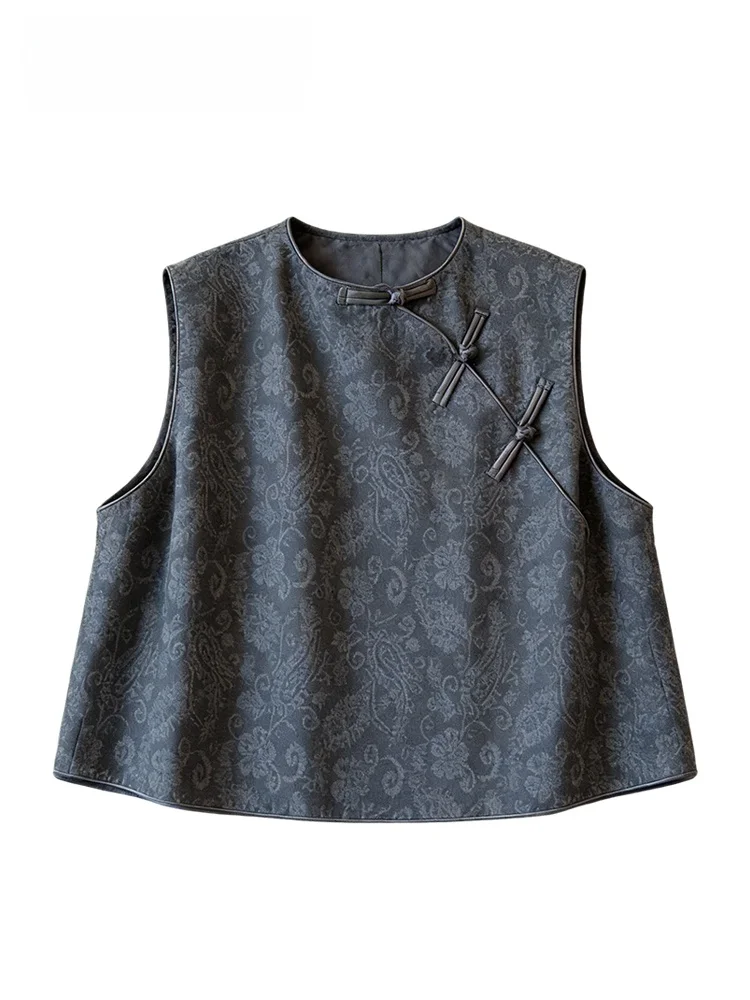 

Новая китайская женская жилетка больших размеров на пуговицах, базовый слой, осень-зима, ретро-топ с подплечниками, повседневная одежда