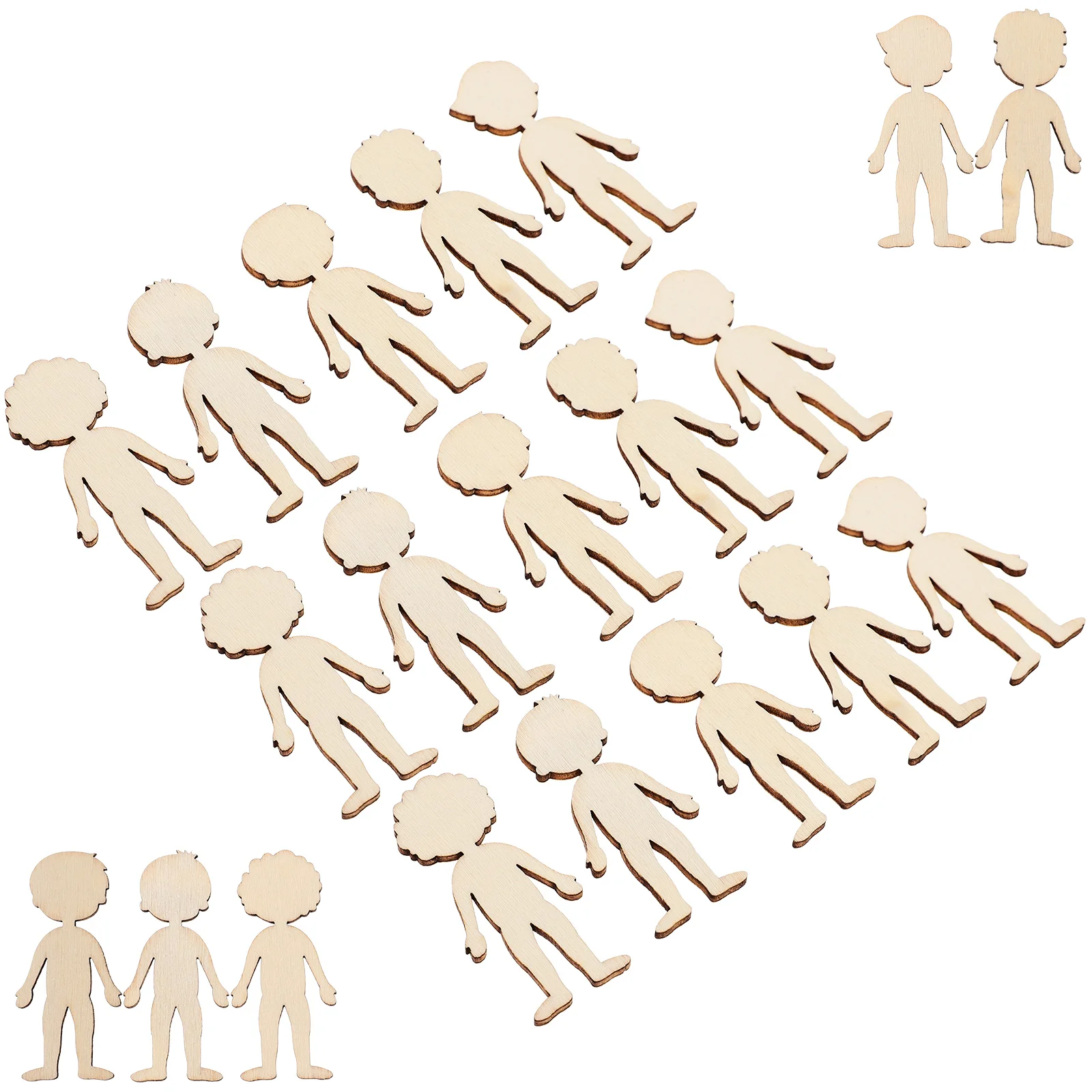 

50 Pcs DIY Graffiti Chip Label Handmade Painting Cutouts Wooden Hand-painted Figure Baby