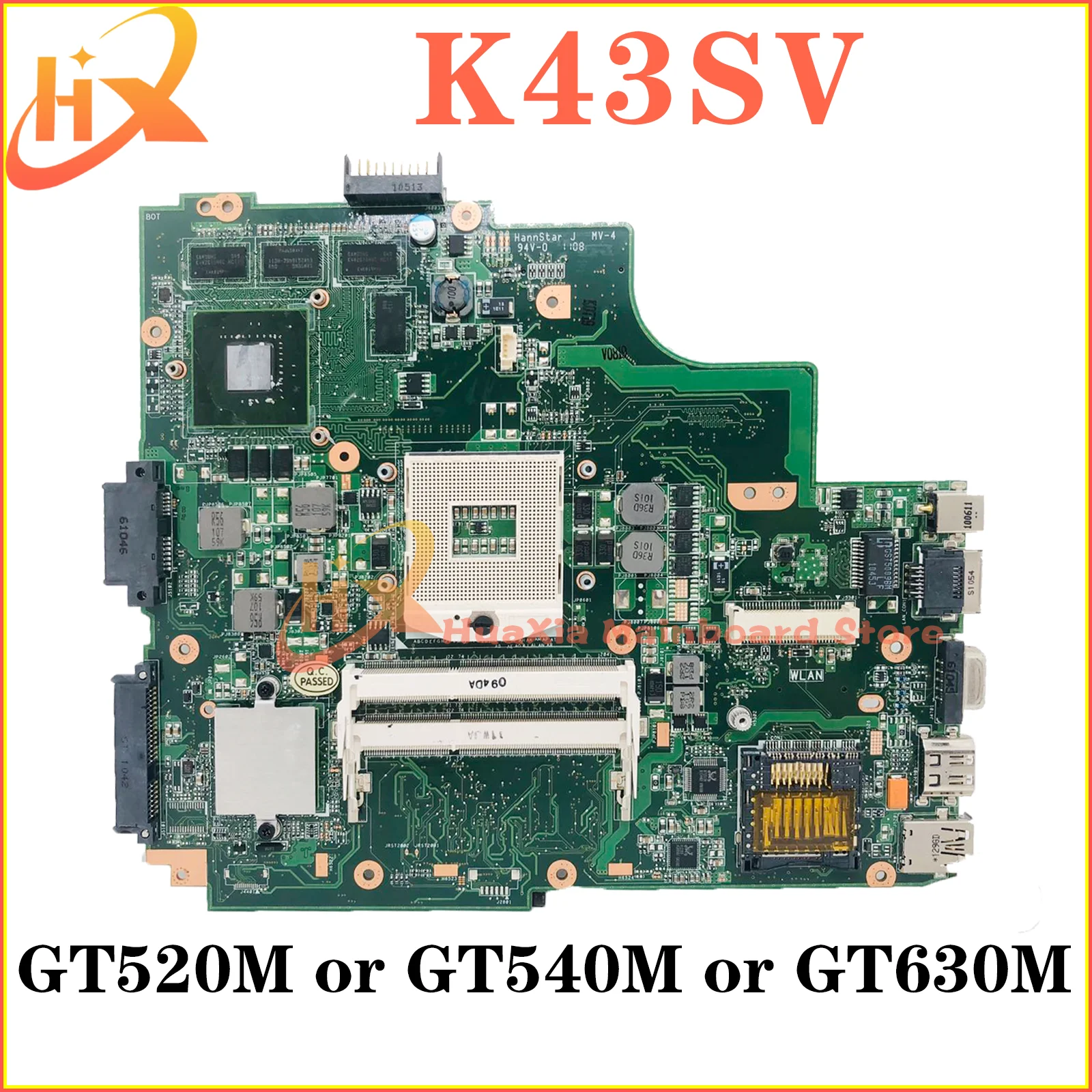 K43SV Mainboard For ASUS K43SJ K43SC K43SM K43S Laptop Motherboard GT520M GT540M GT630M-V1G/V2G