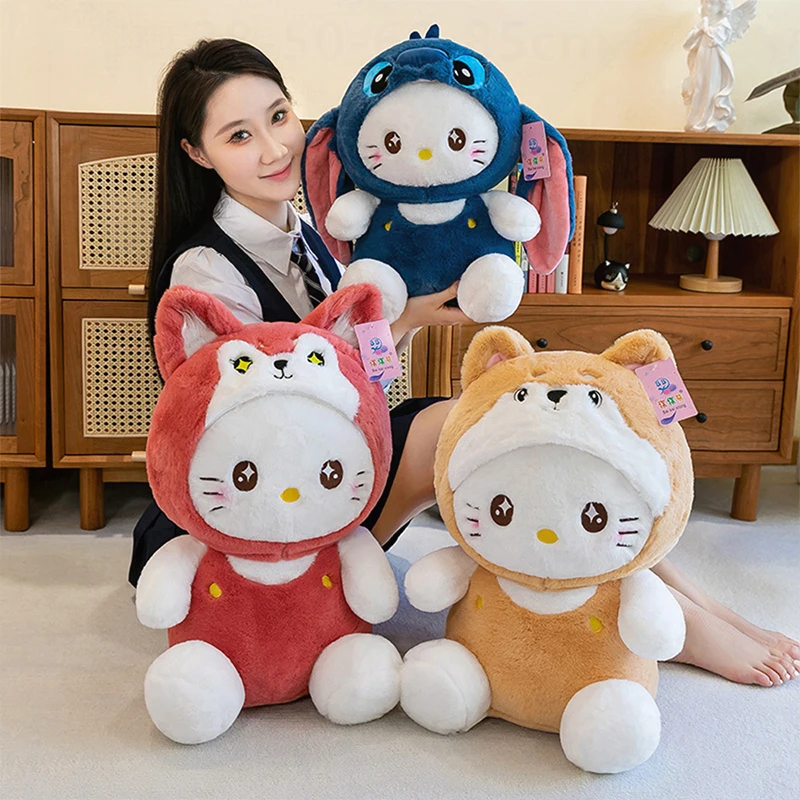 

Sanrio Plush Cartoon Transforming Shiba Dog Cat Toy for Kids Birthday Xmas Gift Fox Cat Home Pillow Stuffed Animal Prize