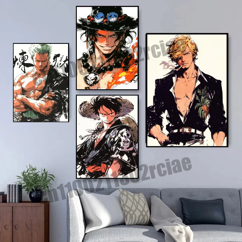 

Japanese Classic Childhood Anime One Piece, Luffy, HD High-quality Canvas Painting Art Poster Suitable for Bedroom Decoration