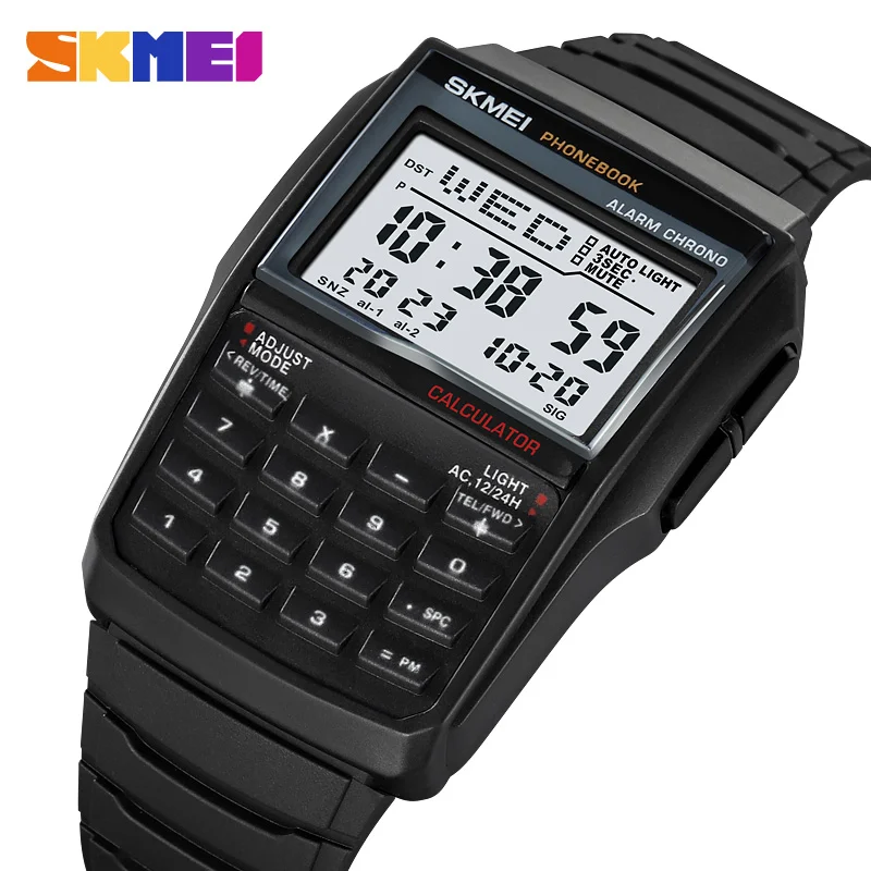 SKMEI 2255 Sports Waterproof Watch for Men Dual Time Countdown Casual Phone Book Digital Mens Wristwatches Montre Homme