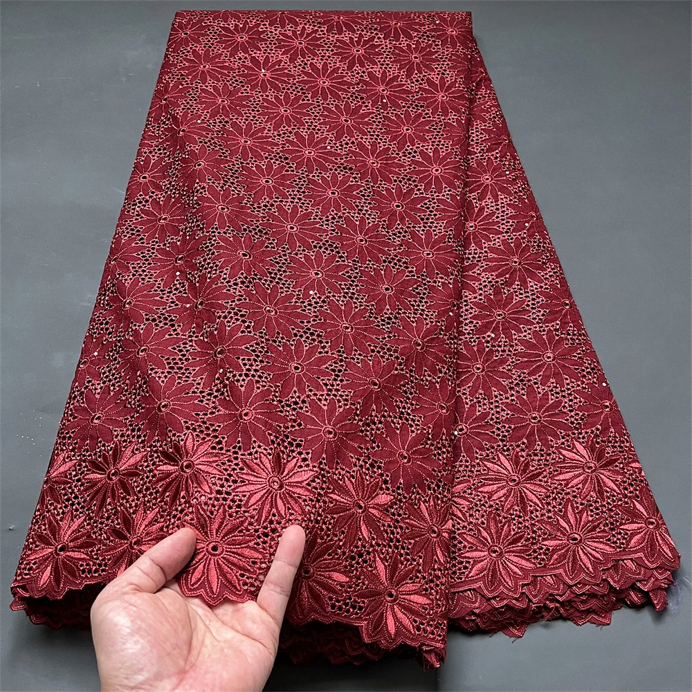 

New High-Quality African Nigerian Tulle Lace Fabric for Sewing Wedding Party Gown Dress Embroidered Cotton Damask 5Yards 2025