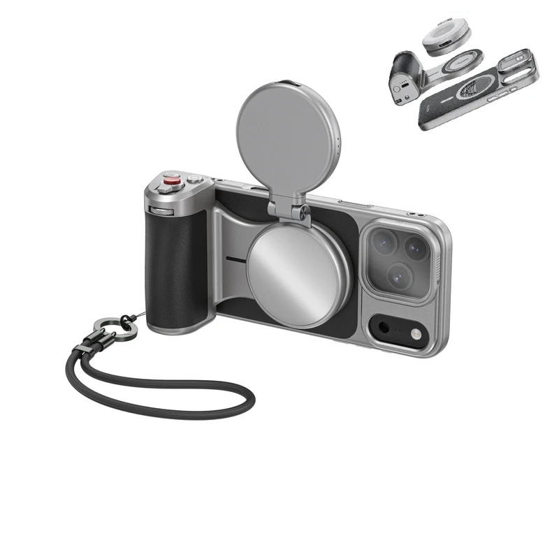 

Набор ручек TELESIN Master для iPhone17 Pro Max, магнитный держатель для камеры телефона, 3200Mha Powerbank с беспроводной зарядкой