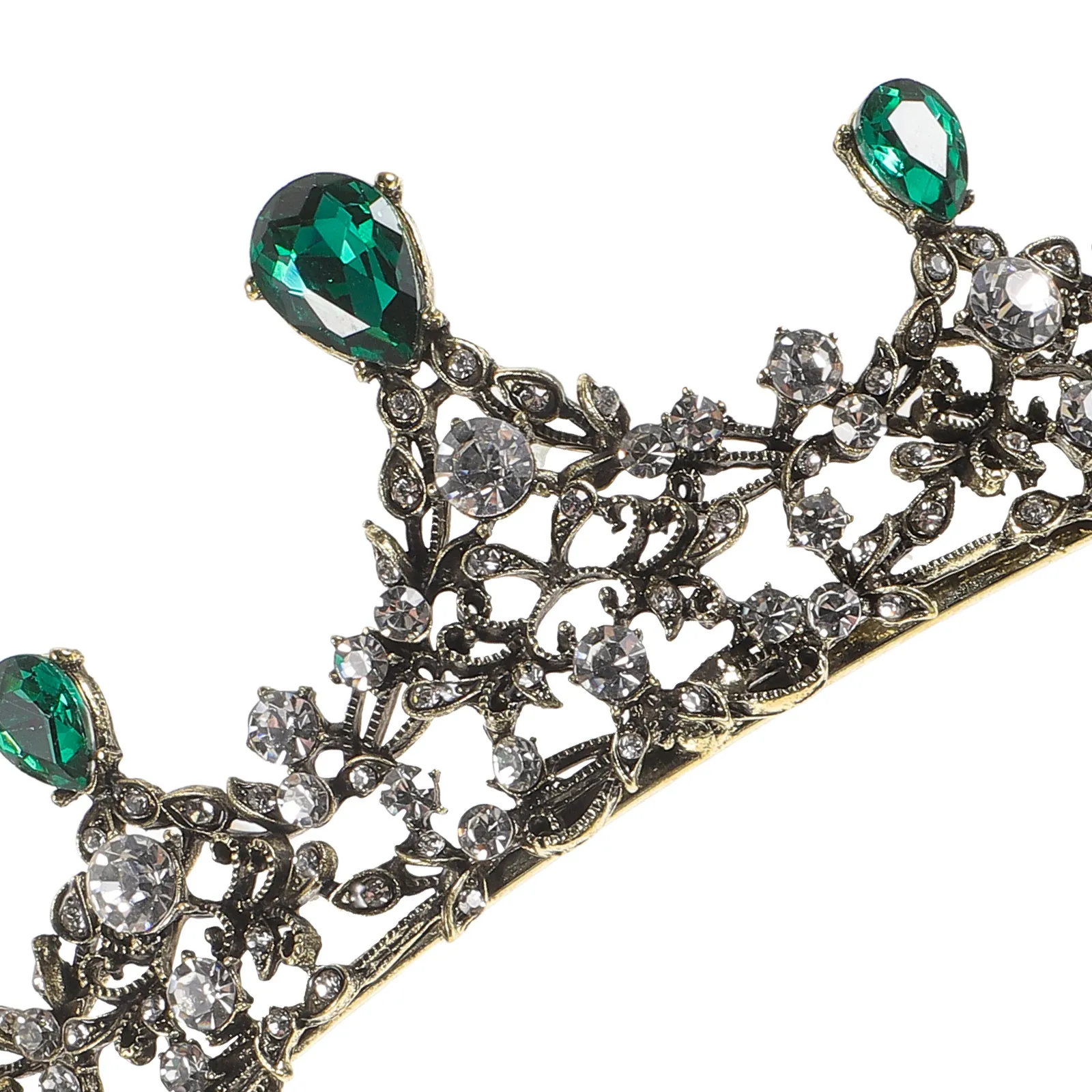 Elegant Bride Crown Baroque Style Green Wedding Headdress Delicate Headwear Party Hair Ornament Photography Accessories