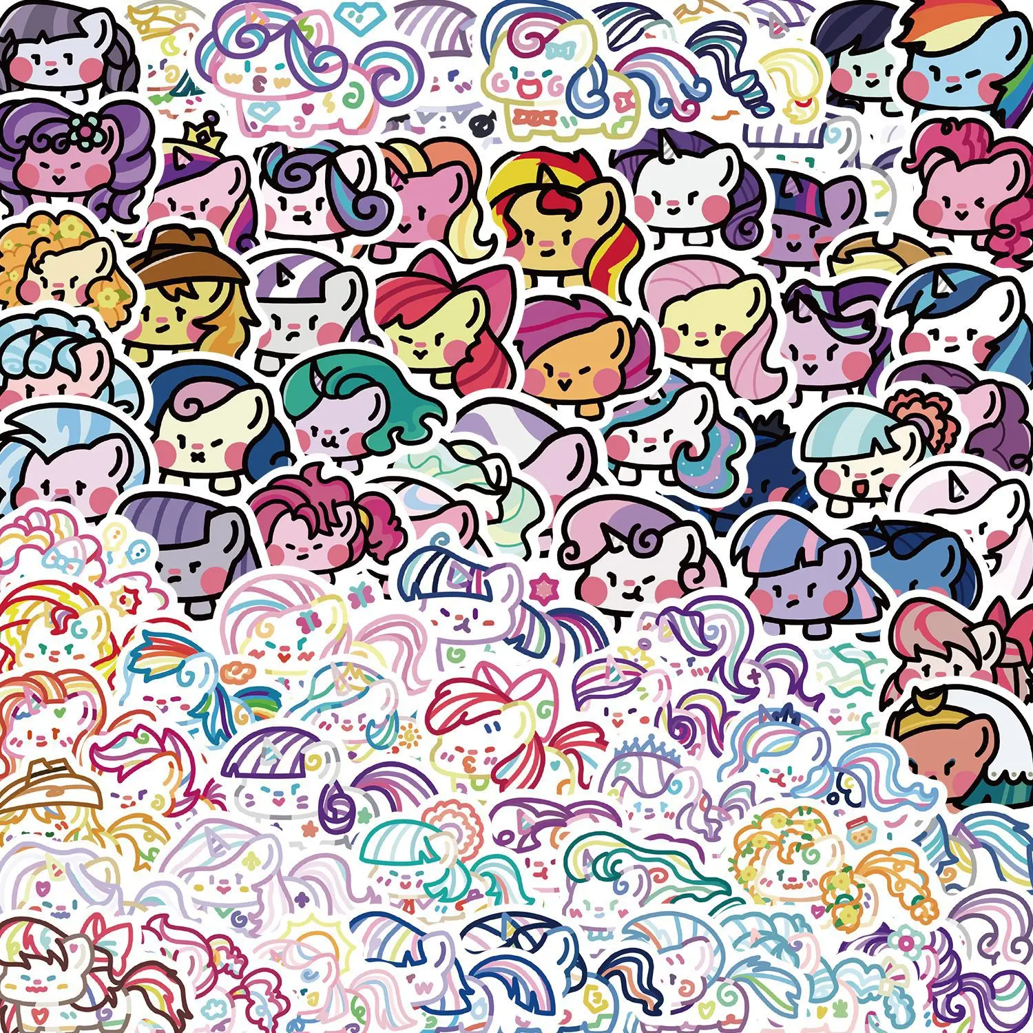 80 Uds. De pegatinas de caballo de dibujos animados, pegatinas coloridas de Pony DIY, álbum de recortes, teléfono, equipaje, monopatín, calcomanías impermeables