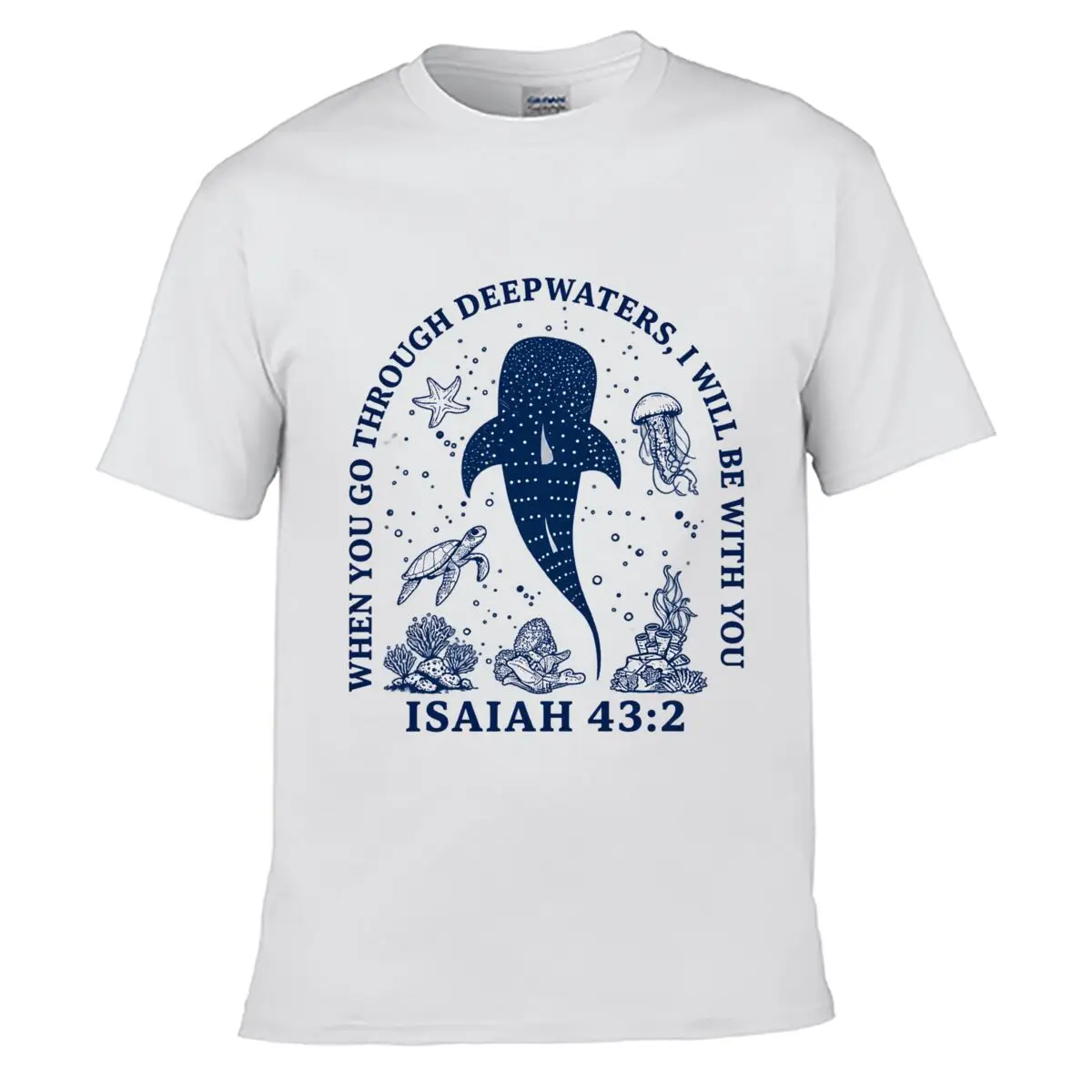Deep Waters I Will Be With You Isaiah 43 2 Whale Loose Casual Tee