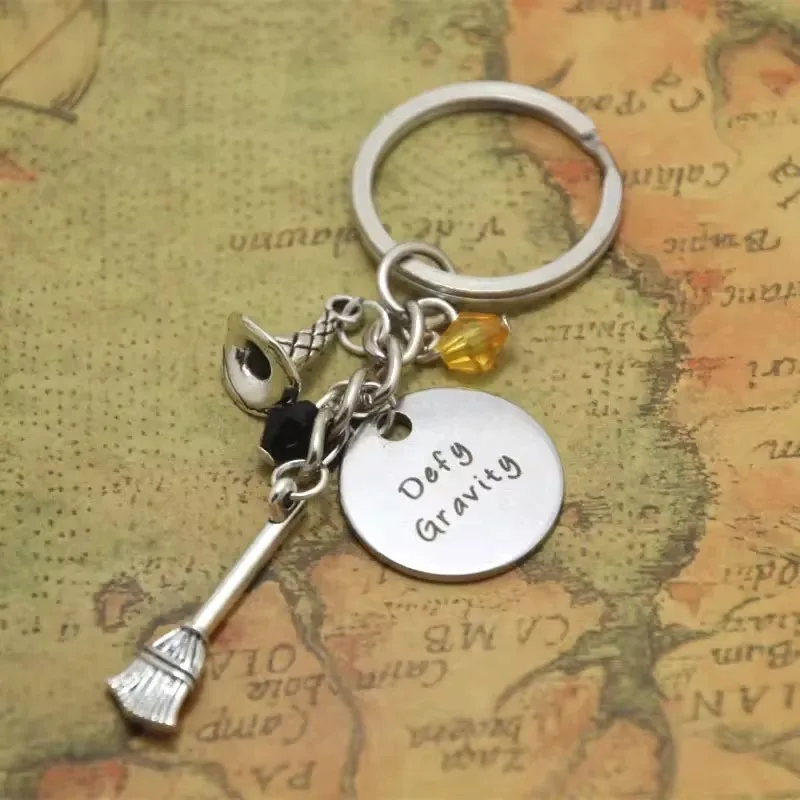 Wicked the Musical Inspired Bracelet Defy Gravity Elphaba Glinda Witch Hat Magic Broom Adjustable Bangles Movie Cosplay Keychain